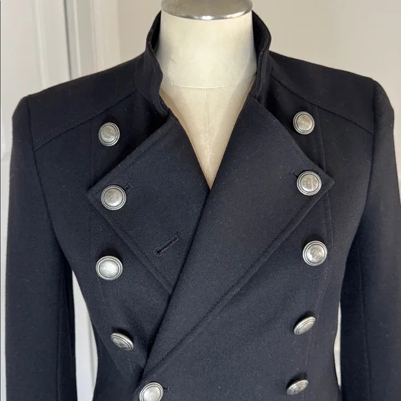 Theory Black Double-Breasted Blazer with Silver Buttons 95% wool - Picture 2 of 6